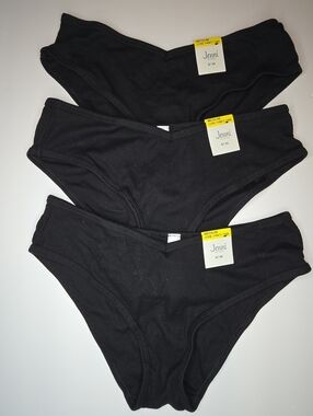3pk Jenni Women's Small Ribbed Hipster Underwear Black Medium